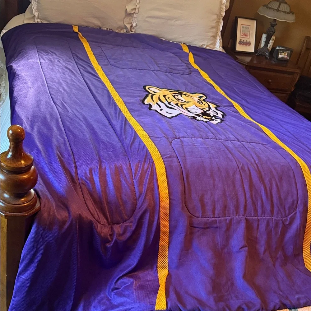 Purple Blanket with Tiger Logo 87” x 67”